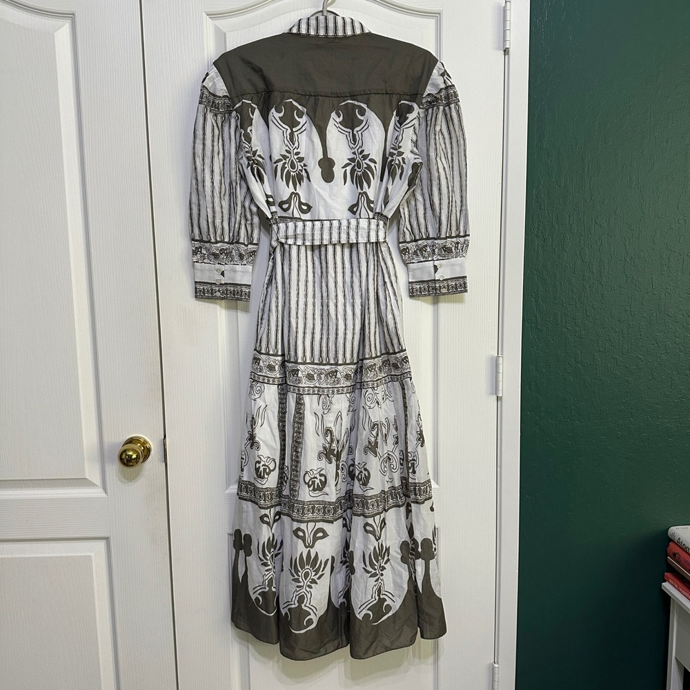 Cleobella Tavia Tiered Maxi Dress M Organic Cotton Sable Print Boho Cottagecore - Picture 10 of 12
